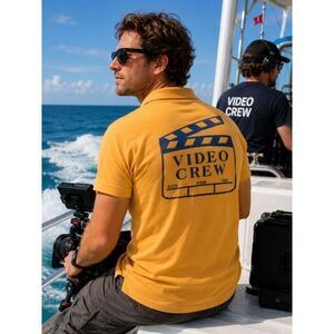 Vintage Rare Carnival Cruise Line Video Crew Employee T-Shirt Large Yellow Polo